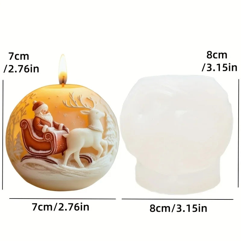 KIMLUD, Santa Claus Sleigh Spherical Candle Silicone Mold Santa Claus Elk Scented Candle Mould Santa Claus Sleigh Resin Plaster Molds, KIMLUD Womens Clothes