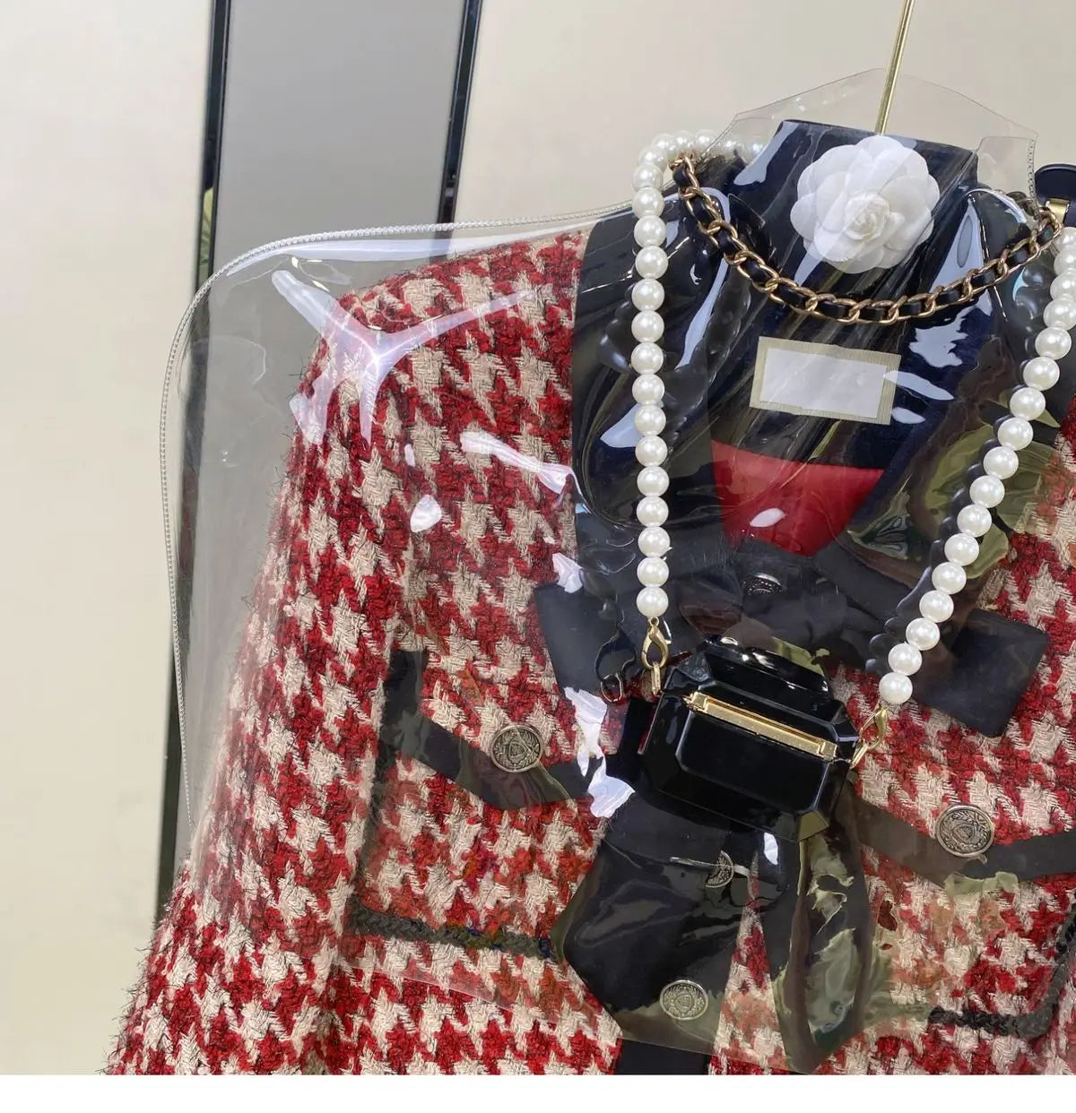 KIMLUD, Women Elegant Chic Vintage Tweed Fragrant Suit Jacke Coat Top And Skirt 2 Piece Set Outfit 2023 New Winter Jacquard Party Cloth, KIMLUD Womens Clothes