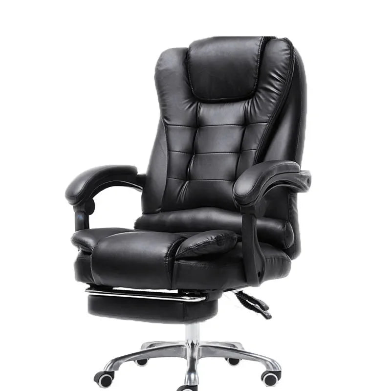 A Office Furniture Massage Soft Ergonomic Executive Recliner High Back Chairs Black Pu Leather Office Chair with Footrest