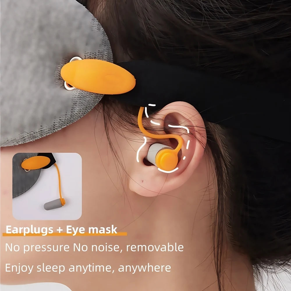 2-in-1 3D Blackout Sleep Mask with Noise Cancelling Ear Plugs - For Men & Women  Travel Relieving Eye Fatigue & Improving Sleep