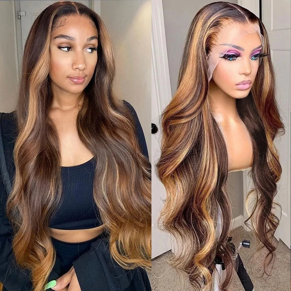 HD Lace Frontal Wig – Highlight Wave – Human Hair – Honey Blonde | KIMLUD