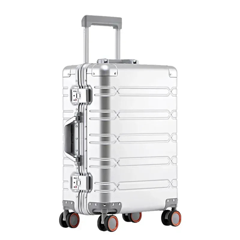 All Aluminum-magnesium Alloy Travel Suitcase Men's Business Rolling Luggage on Wheels Trolley Luggage Carry-Ons Cabin Suitcase