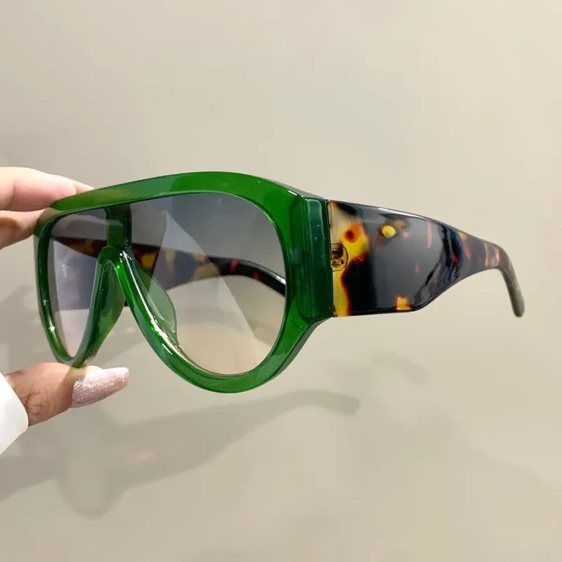 Oversized Sunglasses Pilot Frame Gradient Lenses — Green | KIMLUD