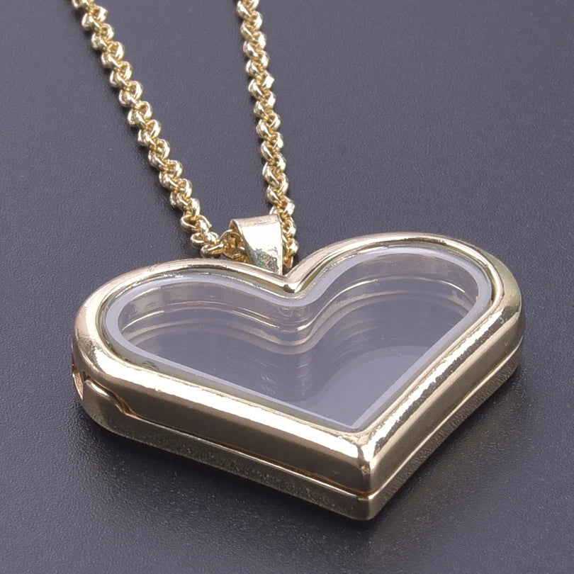 Silver-Tone Heart-Shaped Glass Reliquary Locket Pendant With Antique Filigree Keepsake Window — Silver | KIMLUD