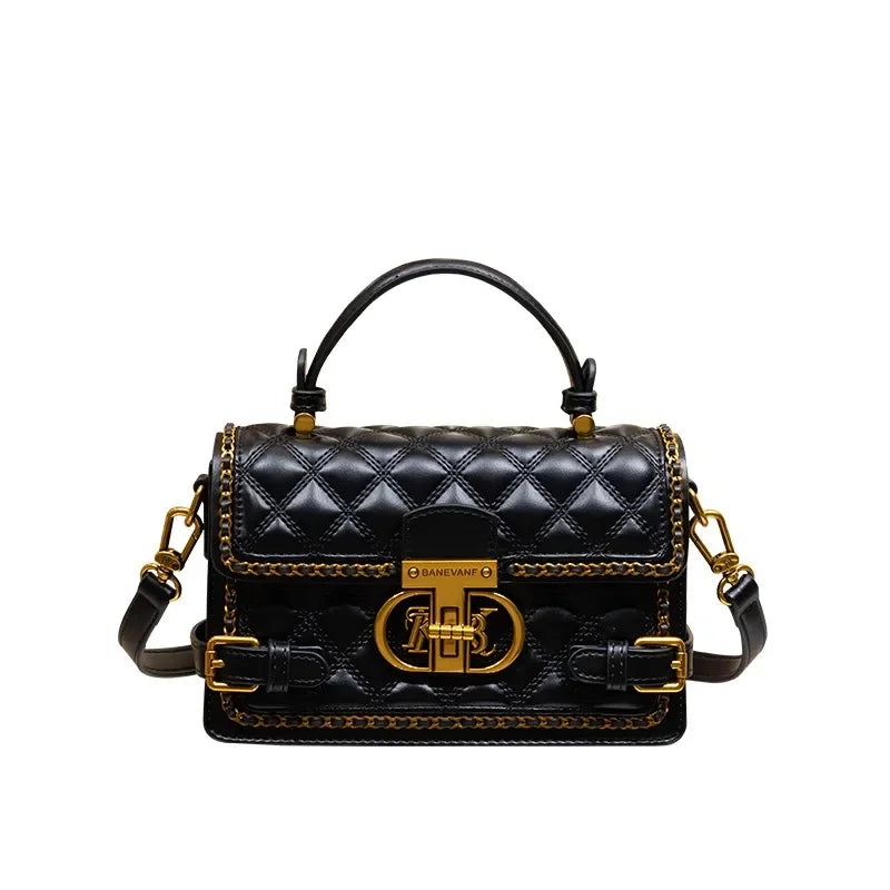 PVC Crossbody Mini Square Bag Leather Look — Black | KIMLUD