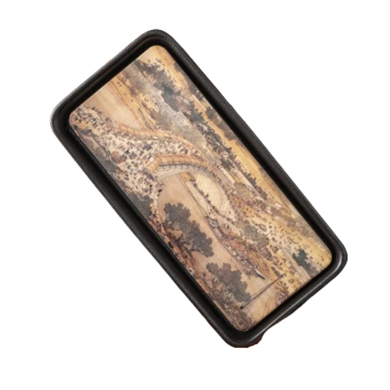 Ceramic Tea Tray Small Minimalist Rectangular — Ivory | KIMLUD