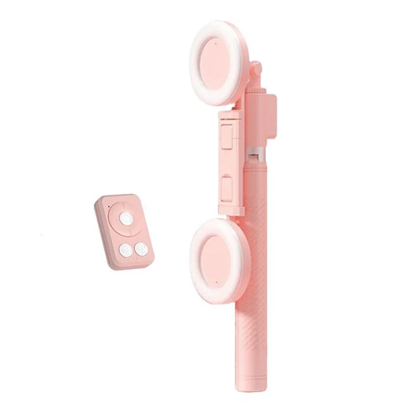 67Inch Height Selfie Stick Tripod With Light And Wireless Remote Portable Phone Tripod For Travel Cell Phone Holder Mount Pink