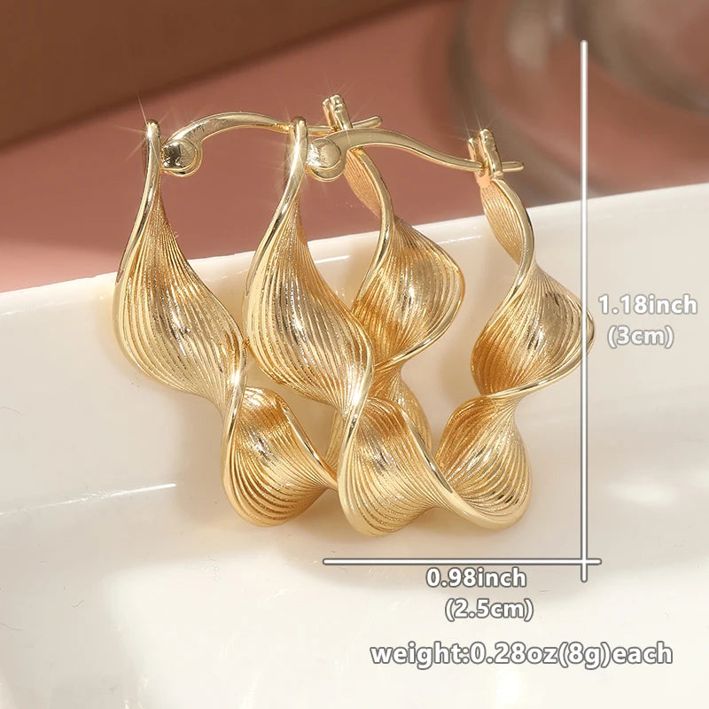 Hoop Earrings – Twisted Design – Gold Plated Copper – Gold | KIMLUD
