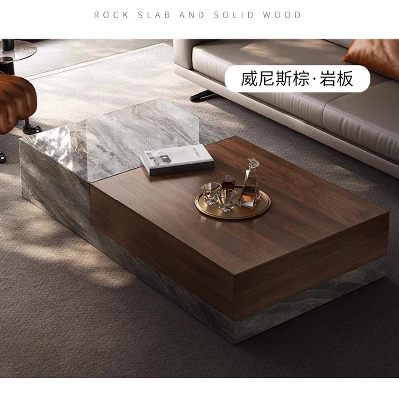Nordic Minimalist Coffee Table With Walnut Top — Ivory | KIMLUD