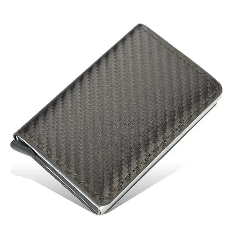 KIMLUD, Carbon Fiber Card Holder Wallets for Men RFID Portable Trifold PU Slim Mini Wallet Male Purses Wallet Women pasjeshouder, Coffee Carbon Fiber3, KIMLUD Womens Clothes