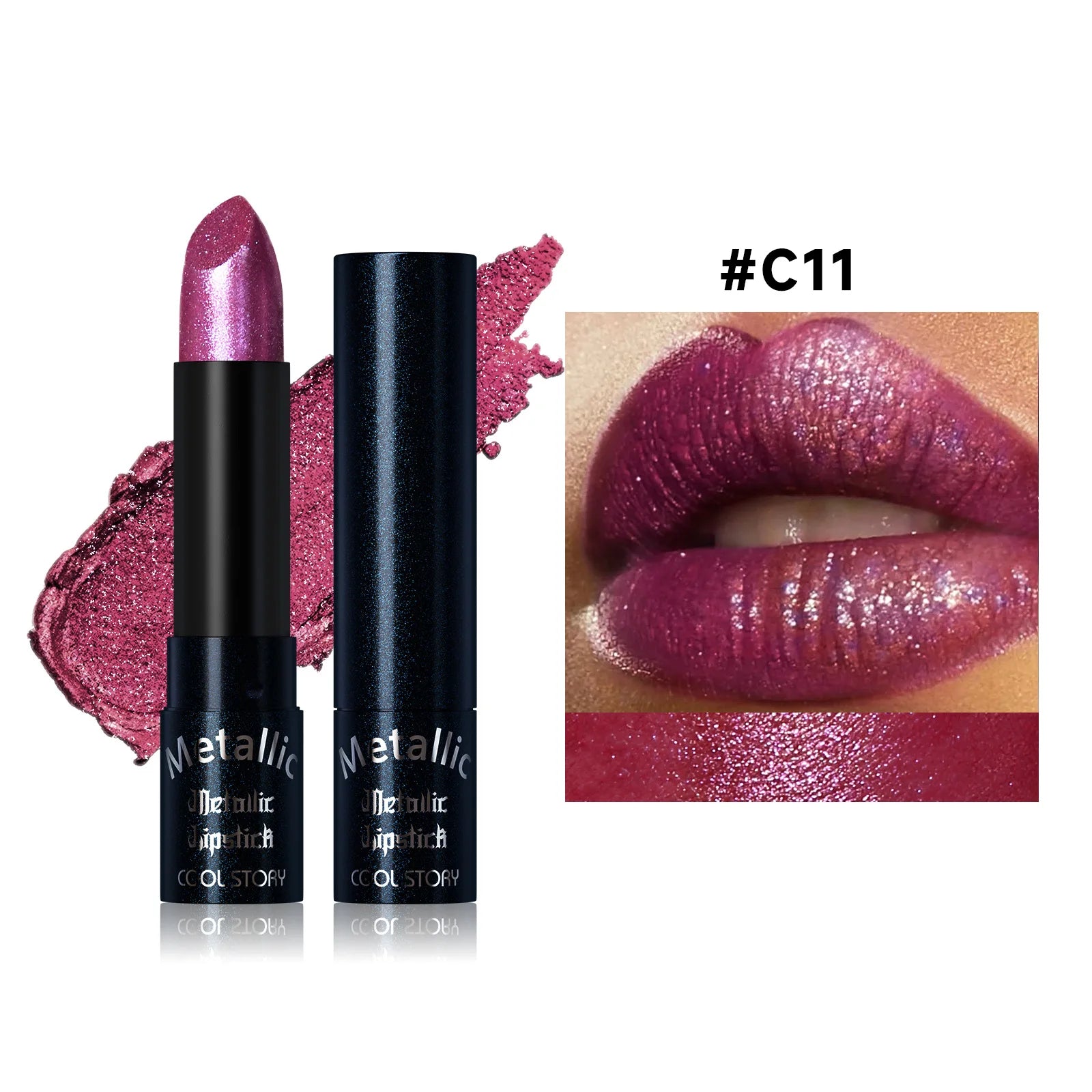 15Colors Metallic Glitter Lipstick Waterproof Lasting Diamond Pearlescent Metallic Lipstick Blue Lip Gloss Women Makeup Cosmetic