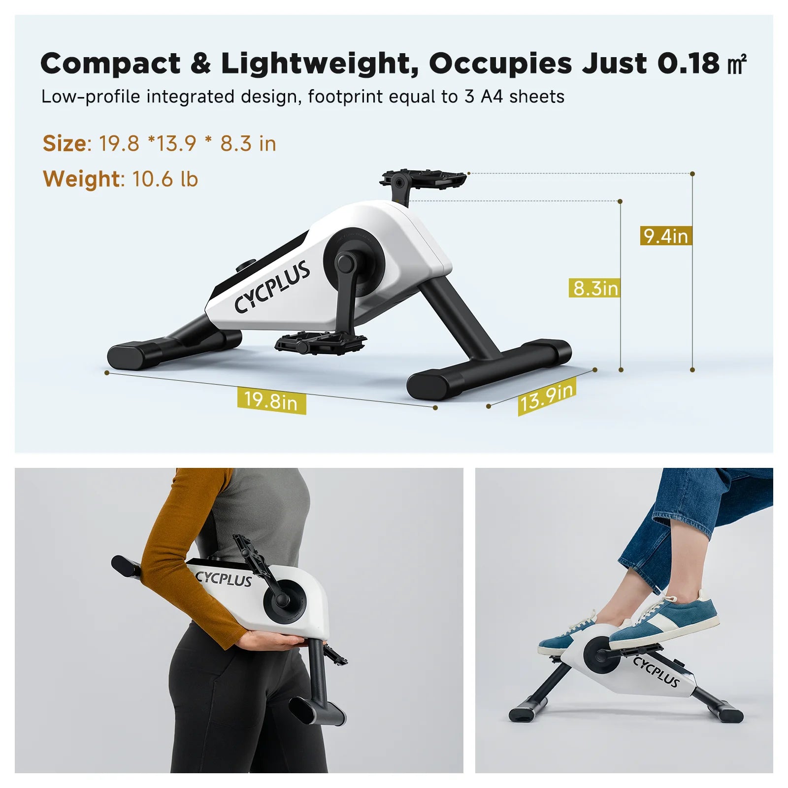 CYCPLUS DC1 Mini Pedal Exerciser Portable Home Fitness Self-Powered LED Display Foot Pedal Exercise Machine for Leg Training