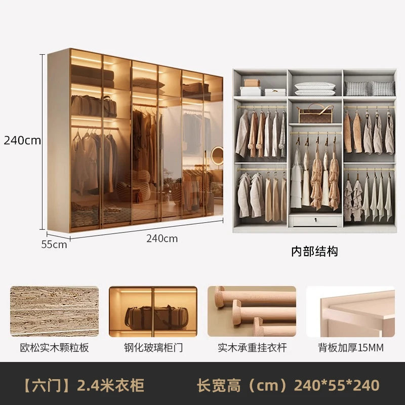 Fabric Open Closet Display Wooden Minimalist Modern Wardrobe Jewelry Cube Modular Wearable Storage Guarda Roupa Salon Furniture