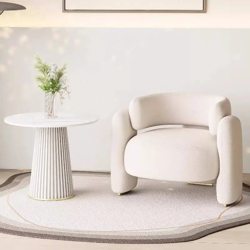 Moroccan-Inspired Minimalist Lounge Chair With Wood Frame And Baby Fleece — Mint Green | KIMLUD