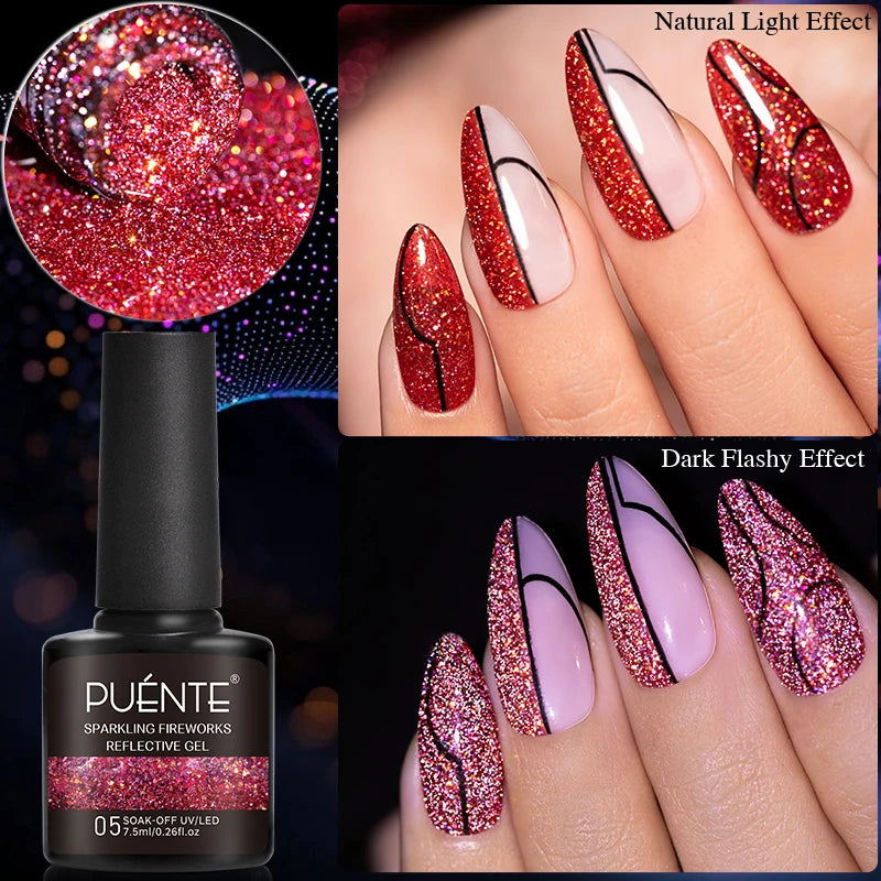 Reflective Glitter Gel Nail Polish Multidimensional Holographic Sparkle, UV-Curable Finish — Pink Lilac | KIMLUD