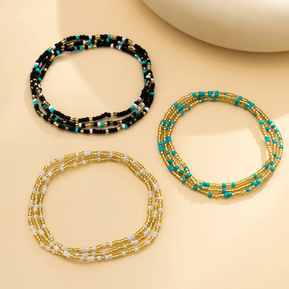 Bohemian Seed Bead Waist Chain With Colorful Small Beads — Pink | KIMLUD
