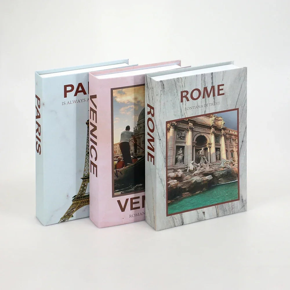 Foldable Faux Books Three-Piece Set for Couture Coffee Table Decor — Black | KIMLUD