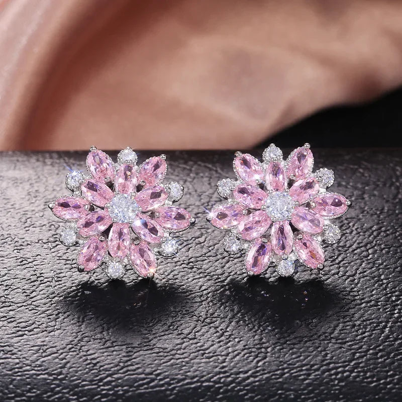 Sterling Silver Cubic Zirconia Needle Stud Earrings — Silver Gold | KIMLUD