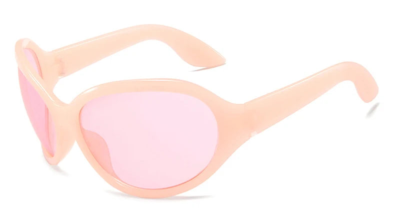 Oversized Y2K Sunglasses Wrap Around — Silver | KIMLUD