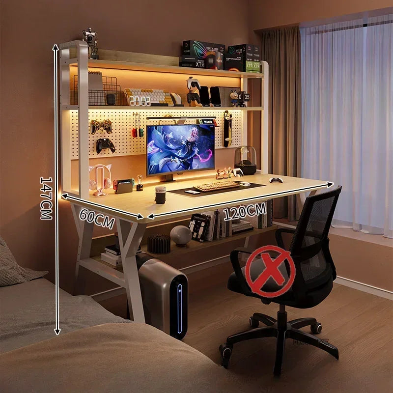 Nordic Wood Desk Integrated Bookshelf — Natural Wood | KIMLUD