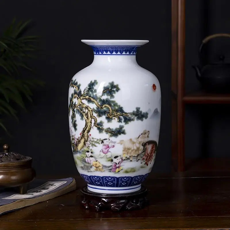 Jingdezhen Colorful Underglaze Vase Ceramic Acccessories Art Home Room Decoration Items Study Office Desktop Furnishing Crafts