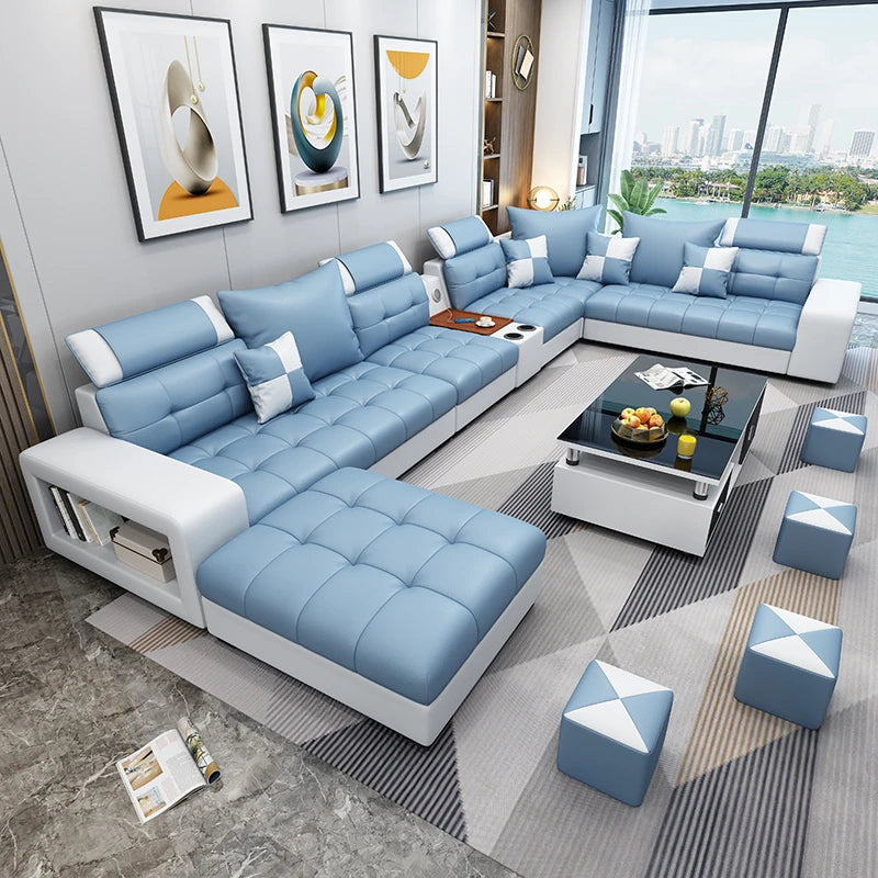 Latex Nano Three-Proof Fabric Sofa Modern Living Room — Slate Grey | KIMLUD