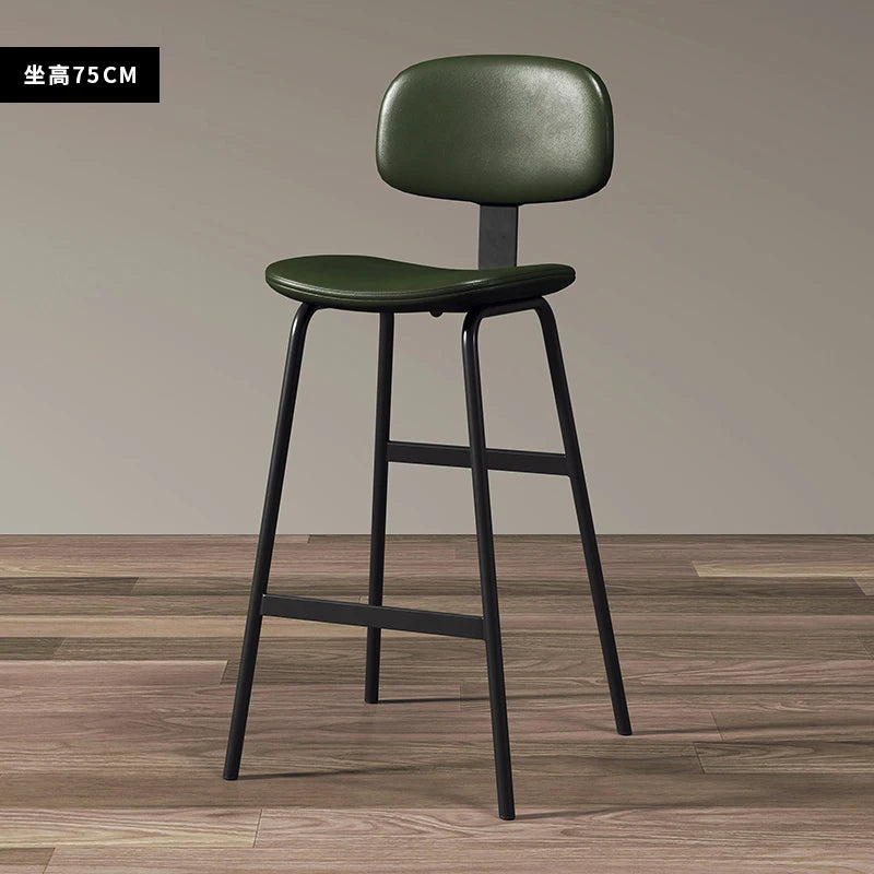 Industrial Wrought-Iron Bar Stool Soft Bag Seat — Black | KIMLUD