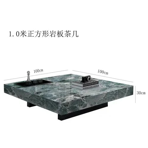 Marble Top Coffee Table Rectangular Frame — Charcoal Gray | KIMLUD
