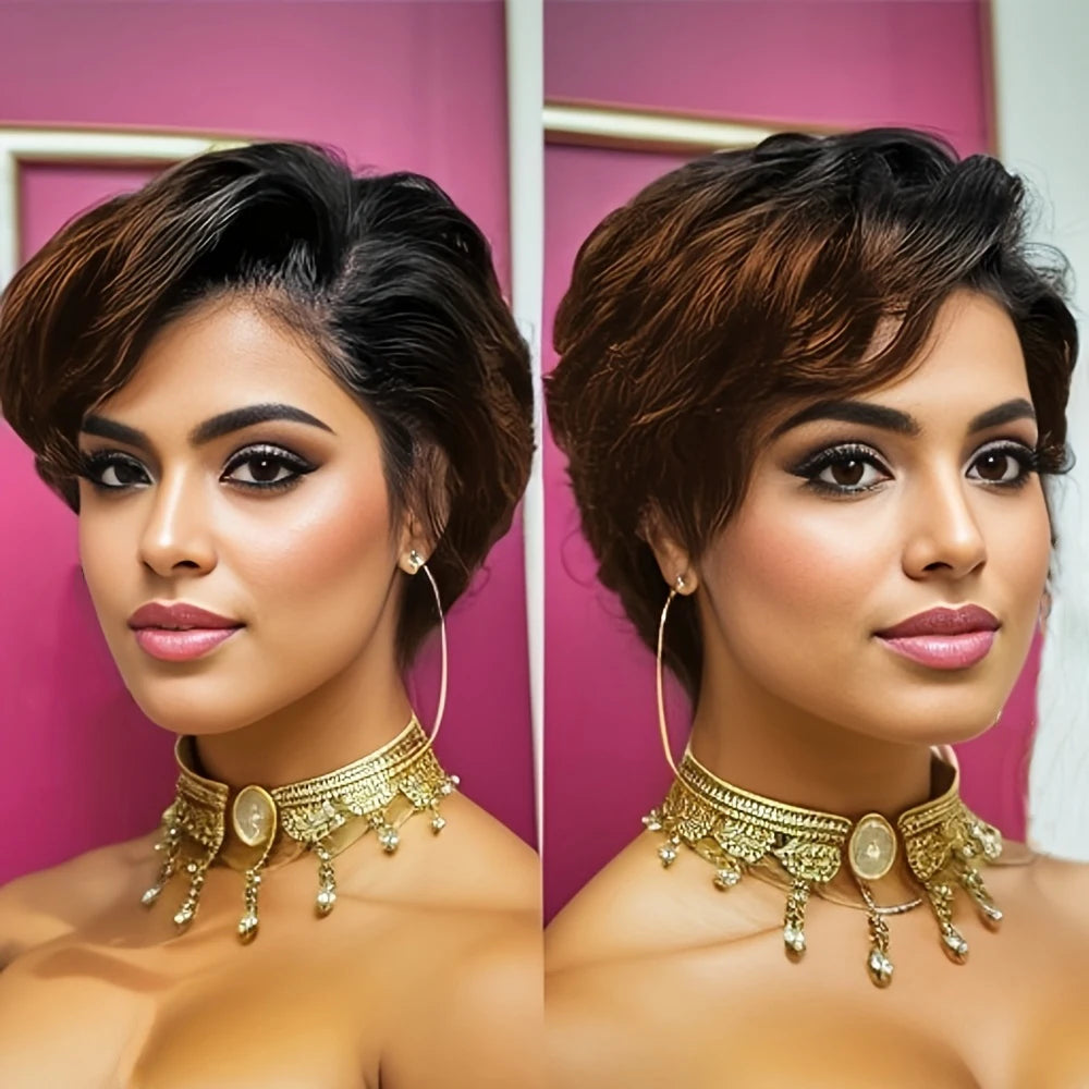 13x4 Lace Front Wig Pixie Cut Wigs Human Hair for Women Transparent Frontal Wig Natural Wave Wig