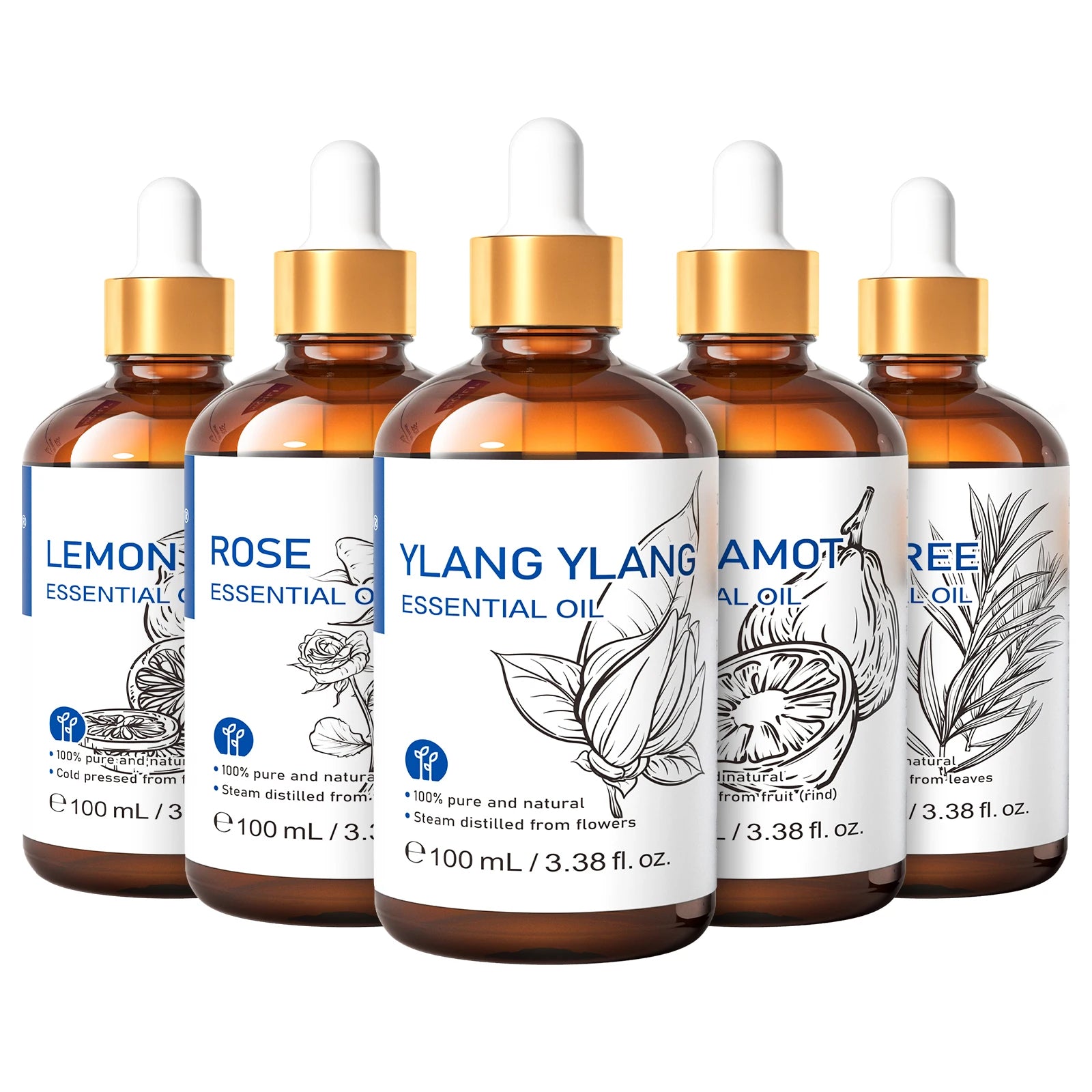 Pure Essential Oil Ylang-Ylang 100ml — Amber | KIMLUD