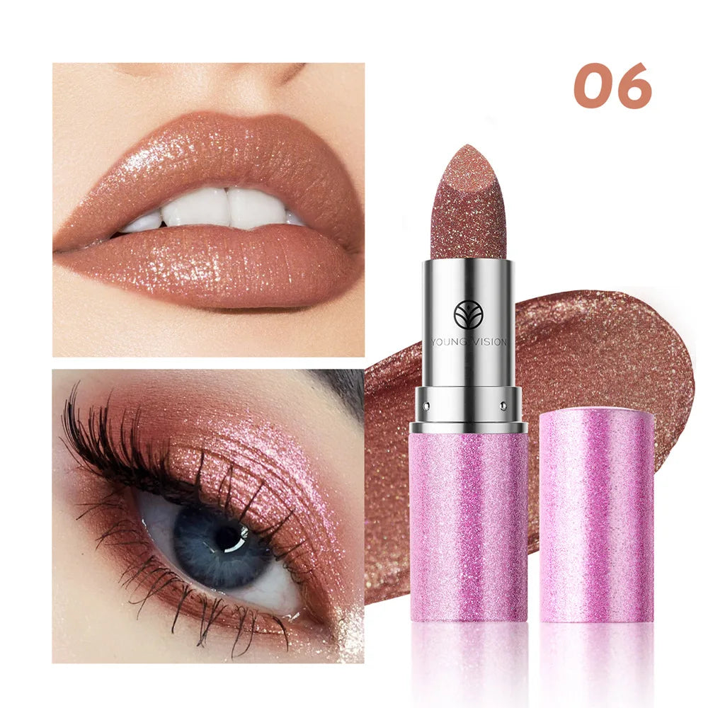 Metallic Glitter Lipstick Velvet-Glass Finish With Iridescent Glow And Long Lasting Comfort — Iridesce | KIMLUD