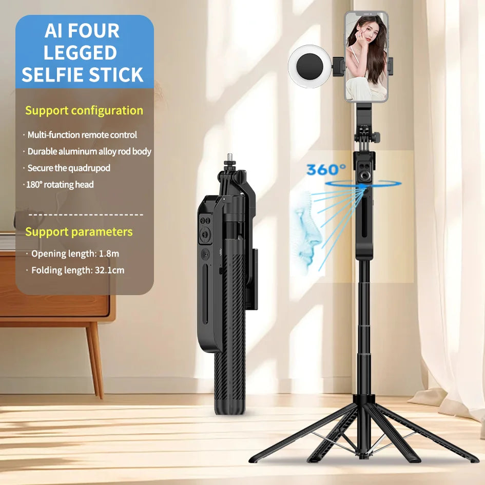 BSLIUFANG 1.8M 360 Rotation Following Shooting Mode Gimbal Stabilizer Selfie Stick Tripod Gimbal For Smartphone Live Photography