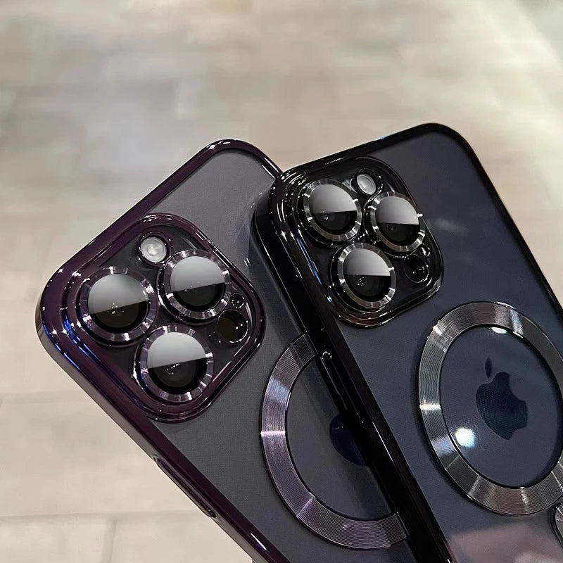 KIMLUD, Luxury Magnetic Plating Clear Case For Magsafe Wireless Charging iPhone 11 12 13 14 15 16 17 Pro Max Air Plus Shockproof Cover, KIMLUD Womens Clothes