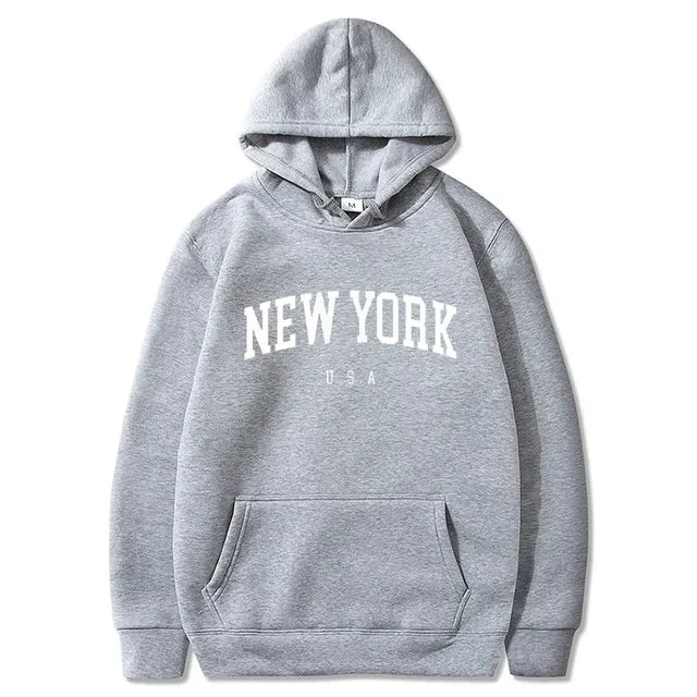 Hoodies – City Letter Graphic – Polyester – Loose Casual | KIMLUD