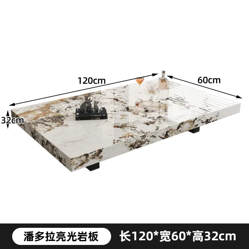 Rock Slab Coffee Table Rectangular Countertop — White | KIMLUD