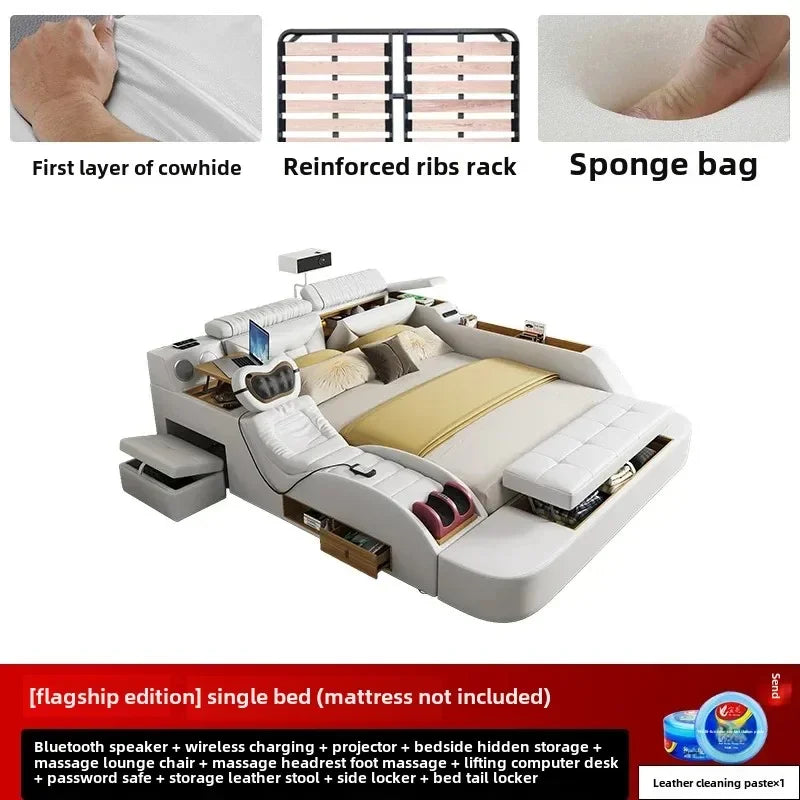 Korean Modern Luxury Bed European Nature Luxury Bedroom Human Bed Design Multifunctional Bedroom Camas King Size Home Furniture