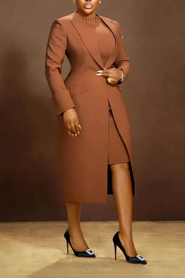 BWQ Women's Set Full Sleeve Long Blazer Coat+ Long Dress Suit 2026 Winter Streetwear Two 2 Piece Set Africa OL Work Outfits