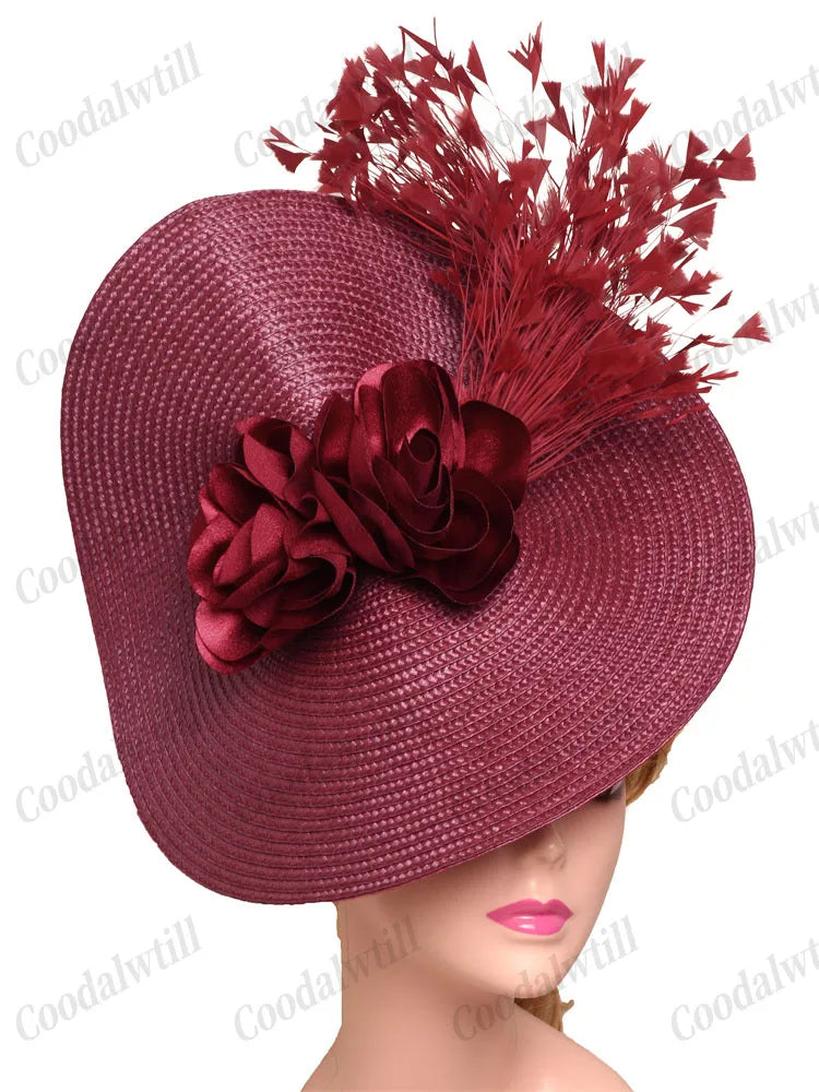 Feather Derby Party Fascinator Hat Solid — Black | KIMLUD