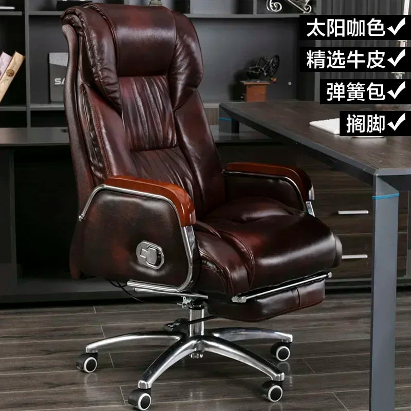 Retro Executive Leather Chair Armchairs Editor Choises Fashion Aluminium Office Chair Working Relax Silla Escritorio