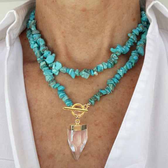 Handmade Lucite Beaded Pearl Choker Necklace — Blue | KIMLUD