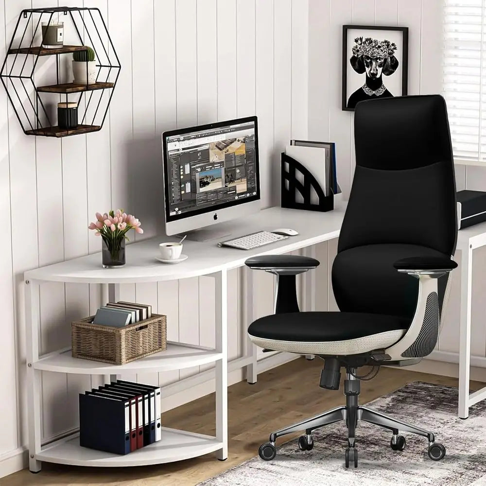 Leather Executive High-Back Chair — Black | KIMLUD