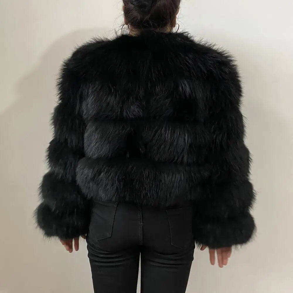 KIMLUD, BEIZIRU Real Raccoon Fur Coat Women Winter Long Sleeve Natural Luxury Jackets  Thick  Top, KIMLUD Womens Clothes