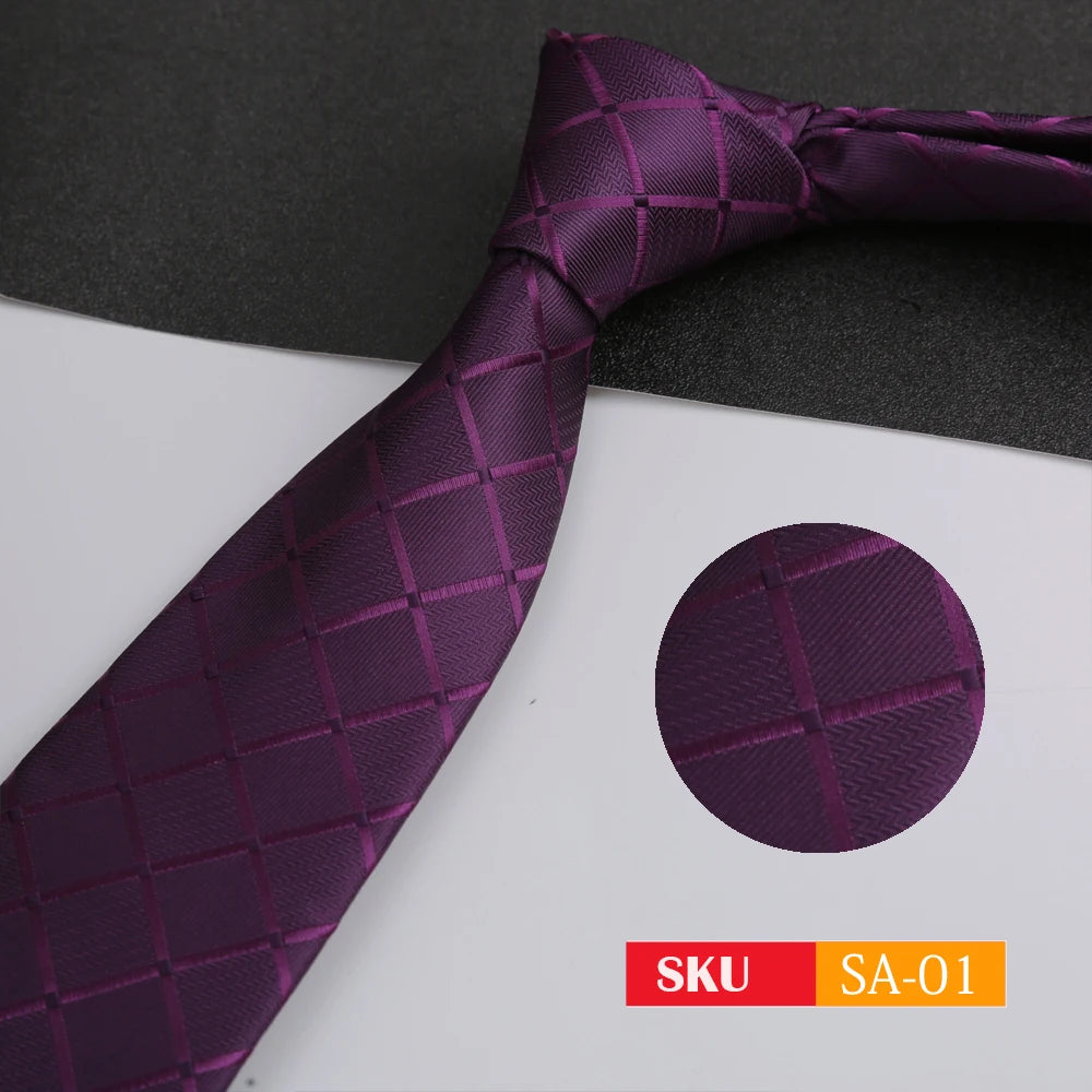 KIMLUD, Luxury 8CM Mens Ties Necktie Solid Twill Stripes Plaids Ties For Man Groom Neck Tie For Business Party, KIMLUD Womens Clothes