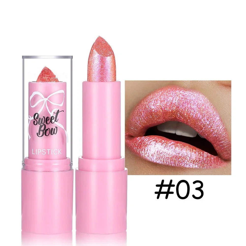 Metallic Lip Gloss Glitter Glaze Waterproof Long-Lasting — Bright Red | KIMLUD