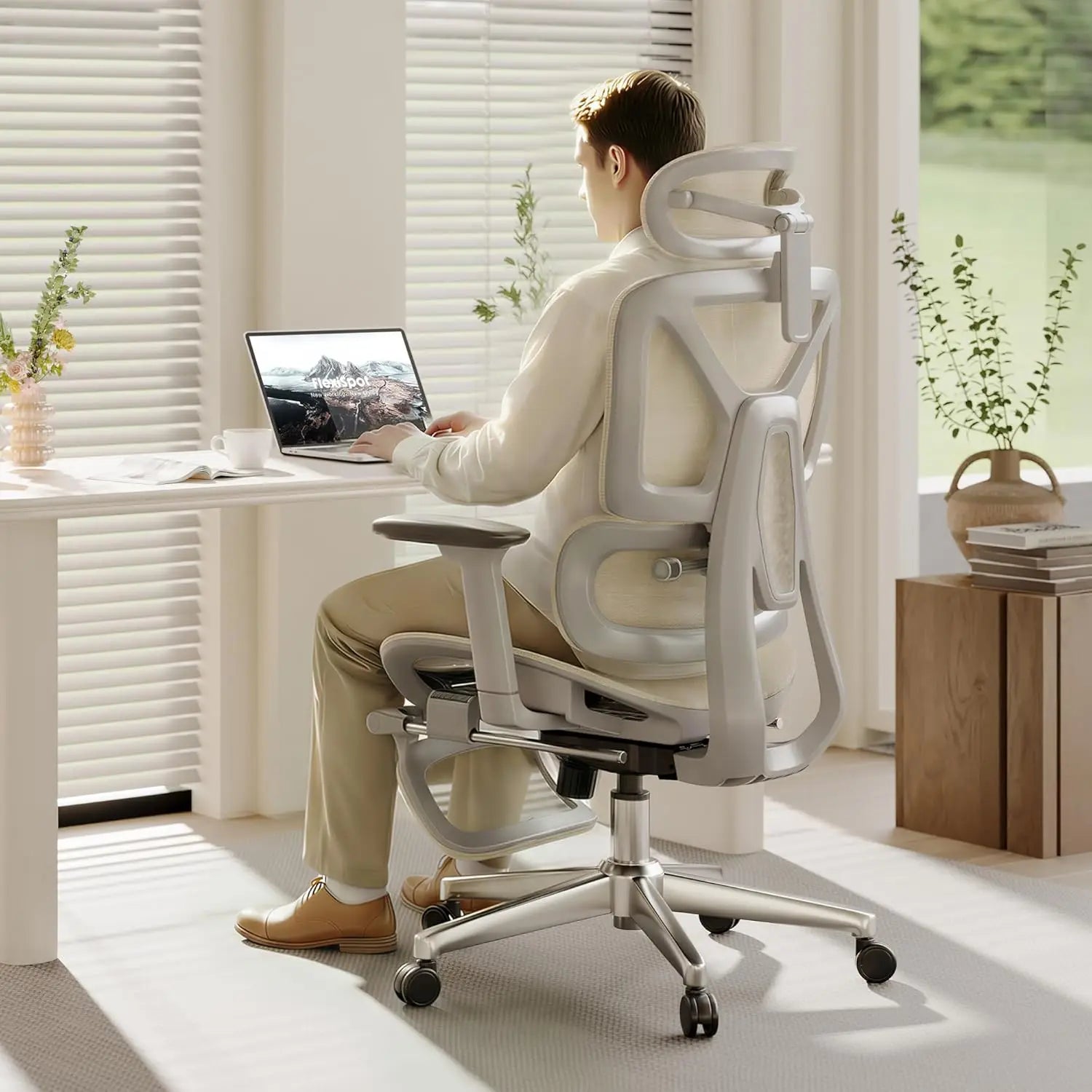 Mesh Ergonomic Office Chair With Footrest And 3D Armrests — Black | KIMLUD