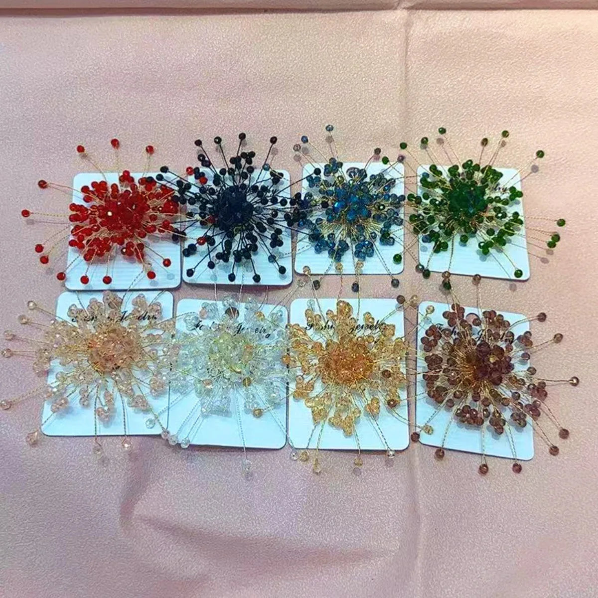 Snowflake Stud Earrings Crystal Beaded — Crystal | KIMLUD