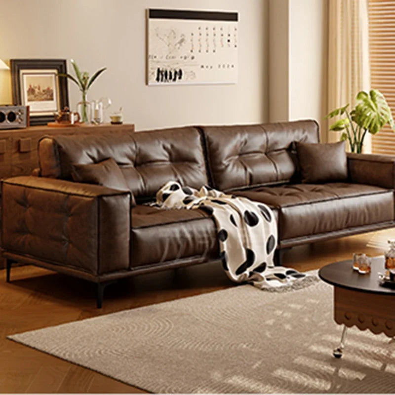 Leather Oversized Sofa Postmodern — Deep Brown | KIMLUD