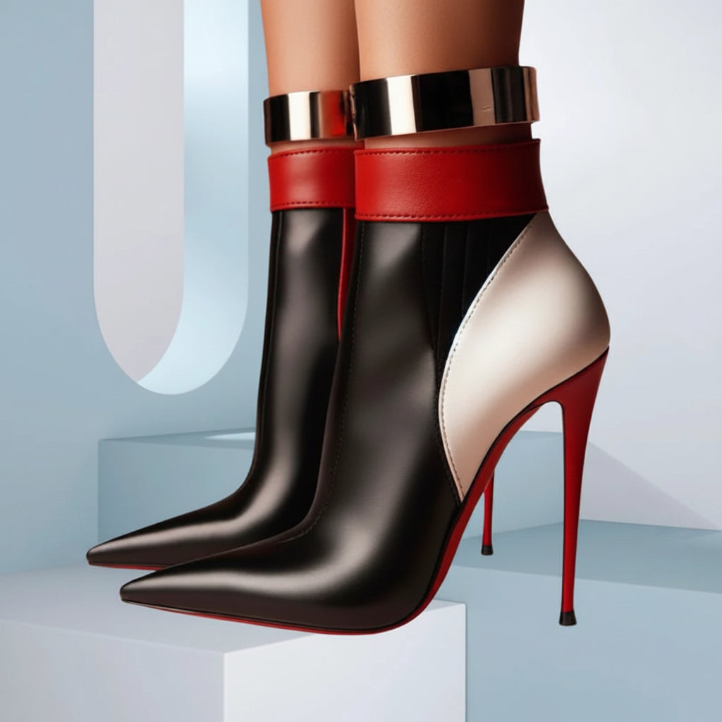 Splicing Matte Leather Sexy Boots Pointed Toe British Style New Fashion Women Spring Party Dance Shoes 2024 Zapatos Para Mujere