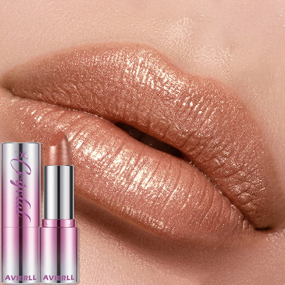 14 Colors Metallic Sparkle Lipstick Polarizing Pigment Diamond Shine Gold Pearlescent Lipgloss Long Lasting Lip Beauty Makeup