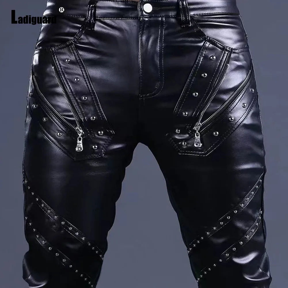 Men's Pants – Rock Style – PU Leather | KIMLUD